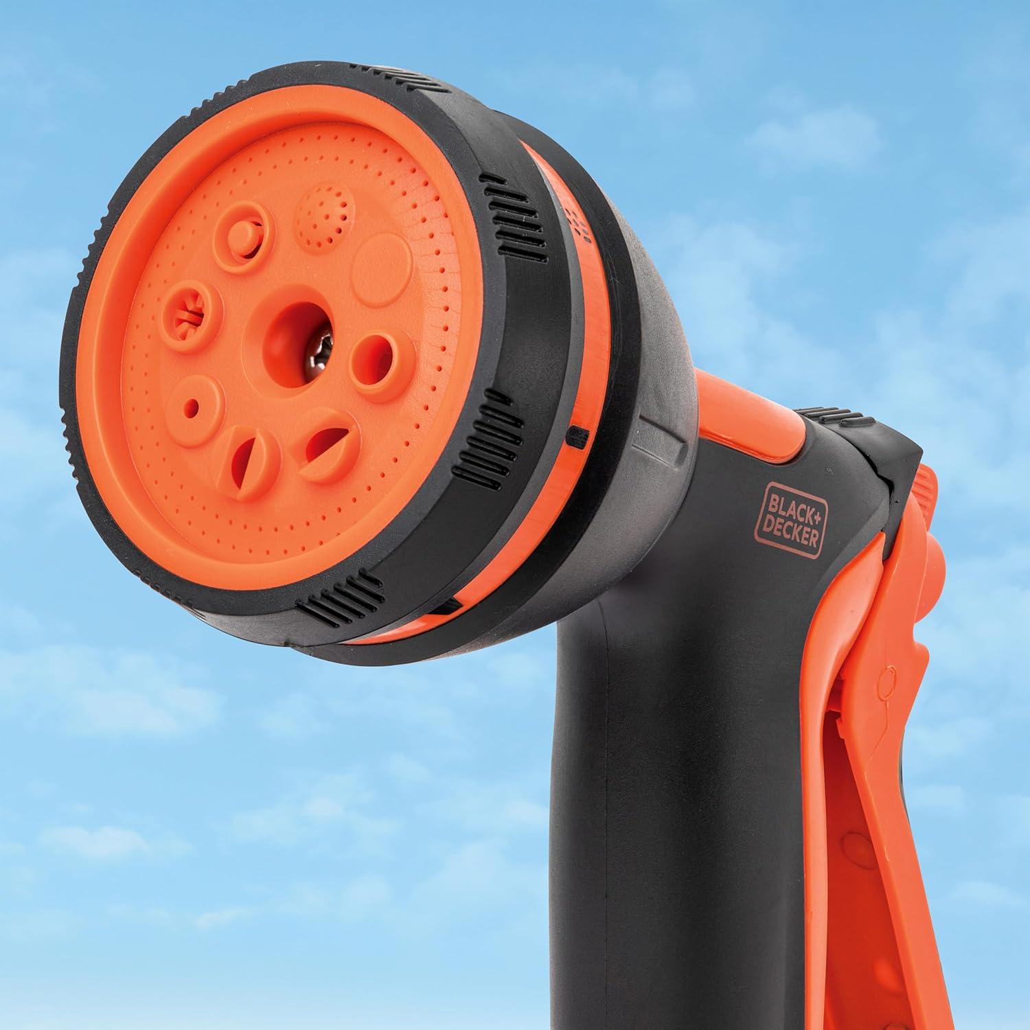 imageBlack  Decker 8Pattern Rear Trigger Garden Hose Nozzle  Lightweight Versatile Sprayer with EasyDial Control BXWNBB57390