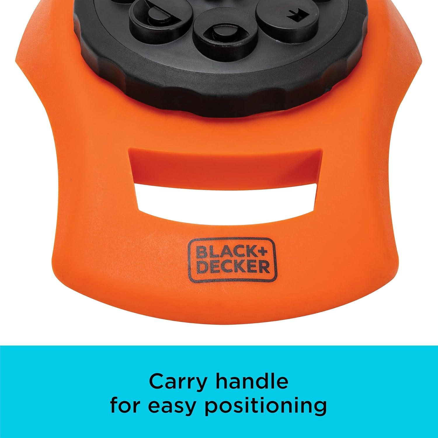 imageBlack  Decker 8Pattern Turret Sprinkler  Up to 962 Sq Ft Coverage Durable Build Versatile Spray Options BD57392