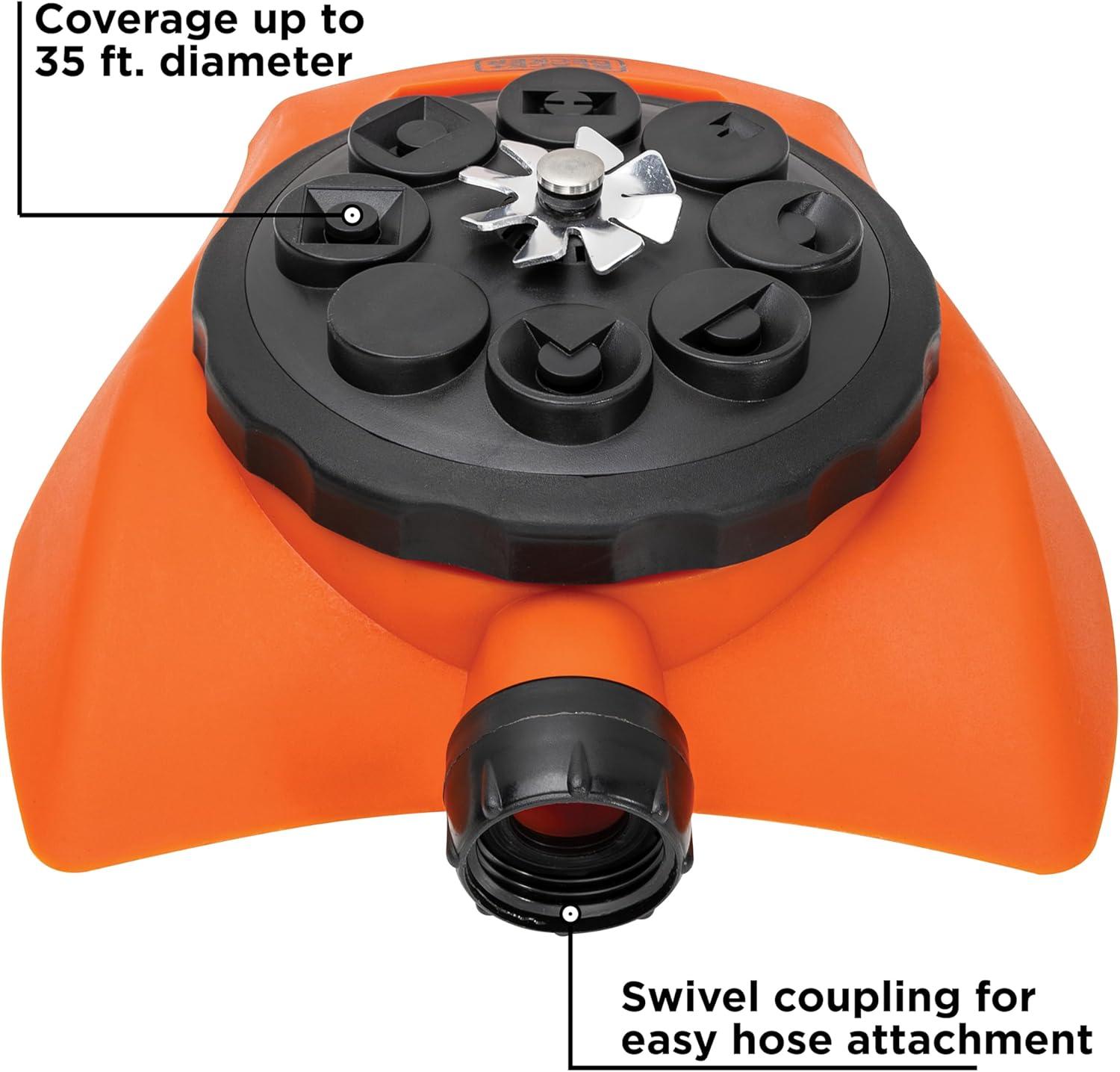 imageBlack  Decker 8Pattern Turret Sprinkler  Up to 962 Sq Ft Coverage Durable Build Versatile Spray Options BD57392