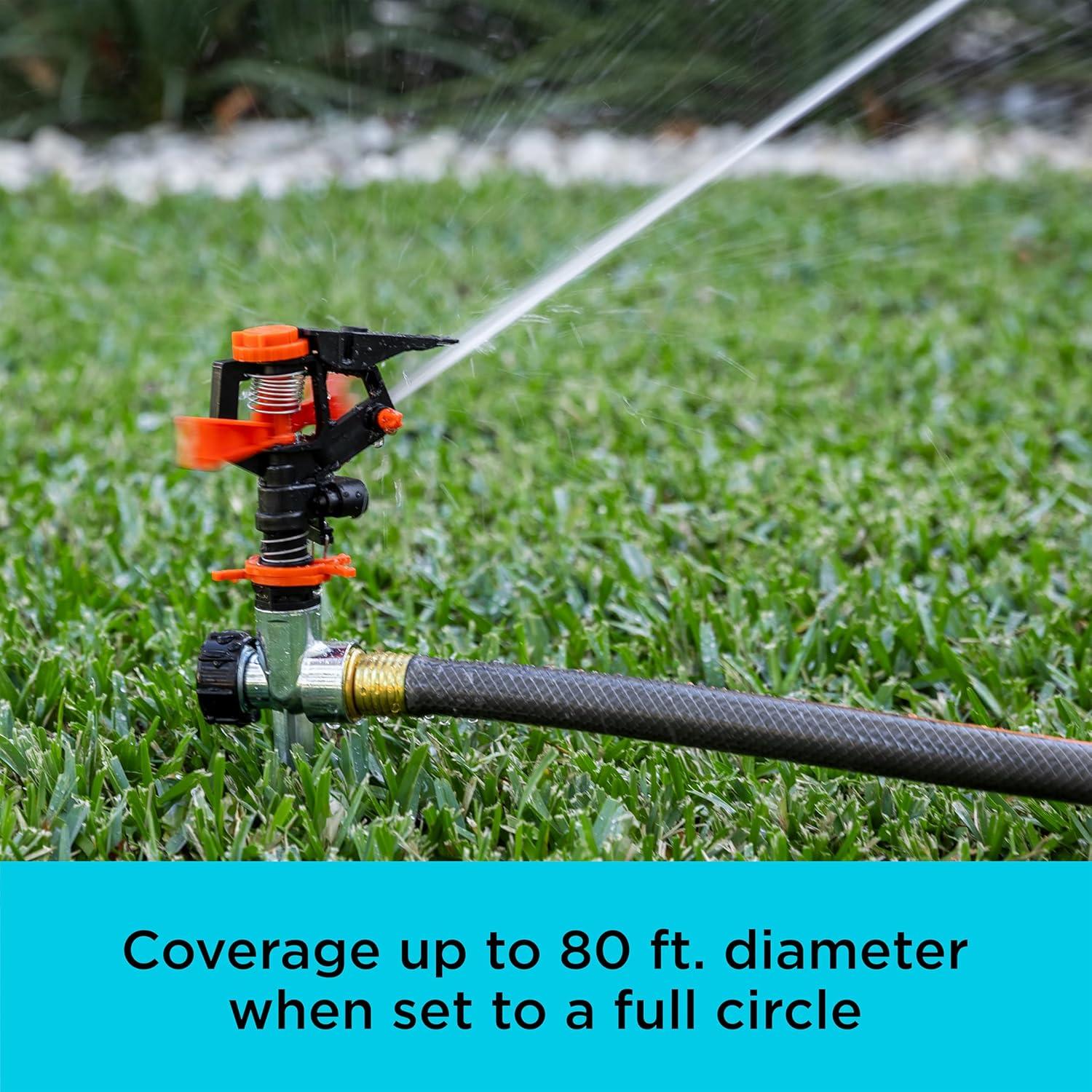 imageBlack  Decker Impulse Sprinkler  Up to 5027 Sq Ft Coverage Adjustable Spray Secure Spike Base BXWNBB57395