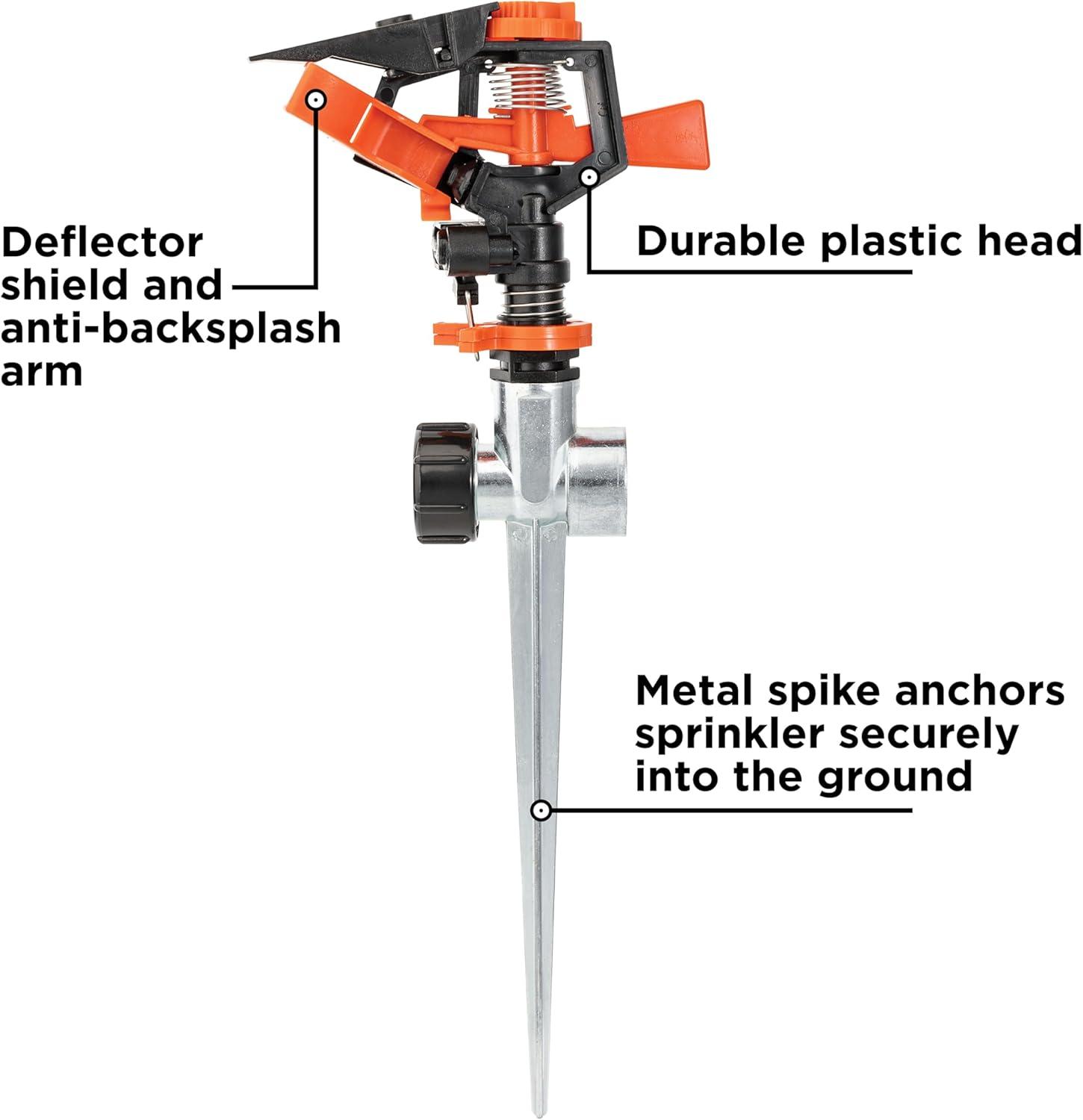 imageBlack  Decker Impulse Sprinkler  Up to 5027 Sq Ft Coverage Adjustable Spray Secure Spike Base BXWNBB57395