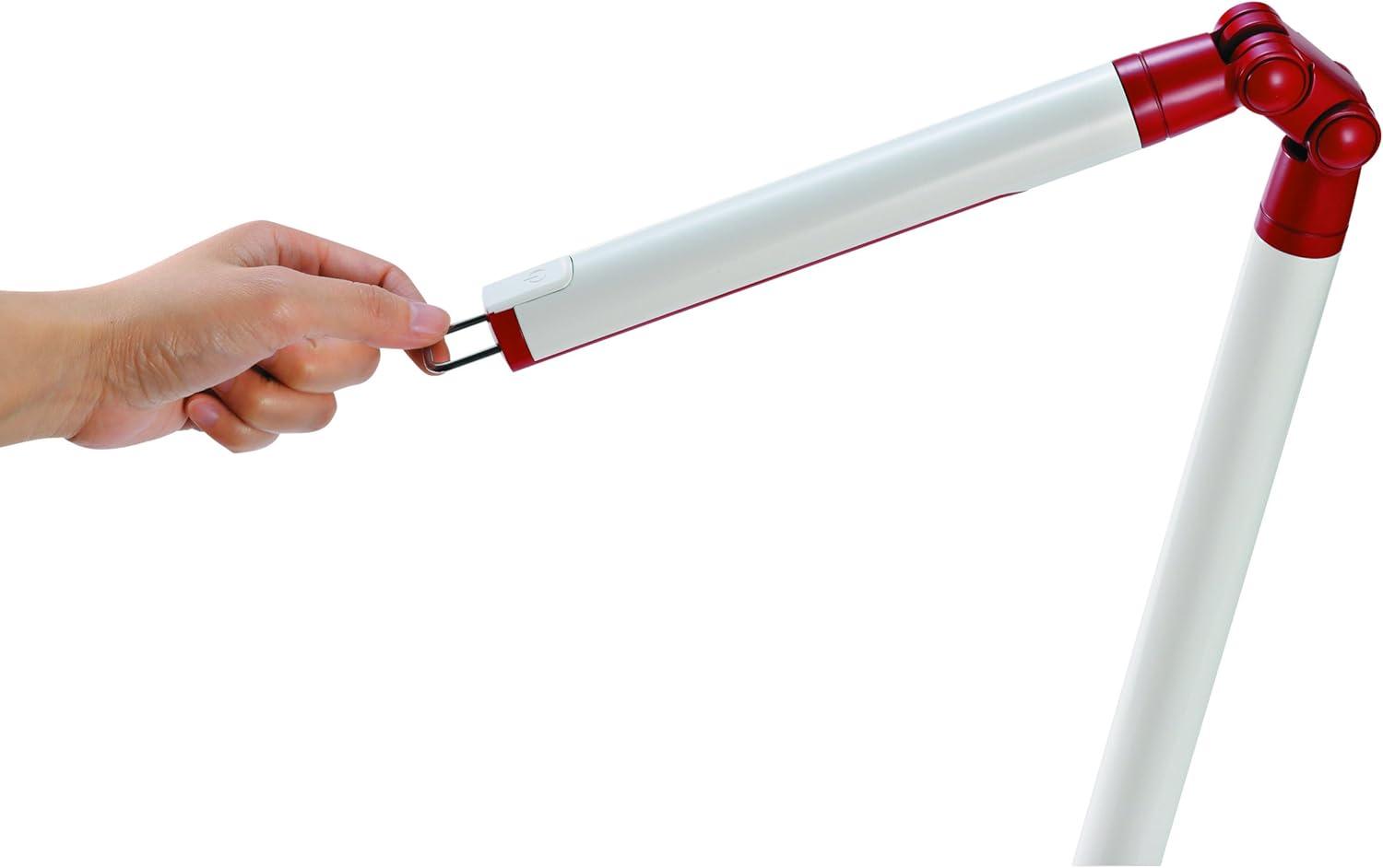 imageBlack and Decker LED7BARWHTRED PureOptics Exalt Bar 5W FlickerFree Natural Daylight LED Desk Lamp with USB Charging Port 4 Dimming Levels 306 Lumens 135quot x 60quot x 190quot WhiteRedWhiteRed