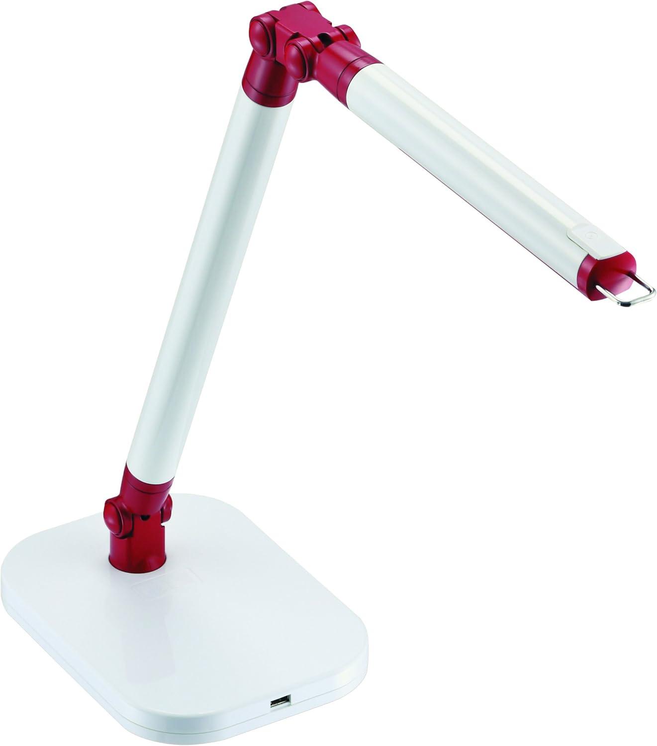 imageBlack and Decker LED7BARWHTRED PureOptics Exalt Bar 5W FlickerFree Natural Daylight LED Desk Lamp with USB Charging Port 4 Dimming Levels 306 Lumens 135quot x 60quot x 190quot WhiteRedWhiteRed