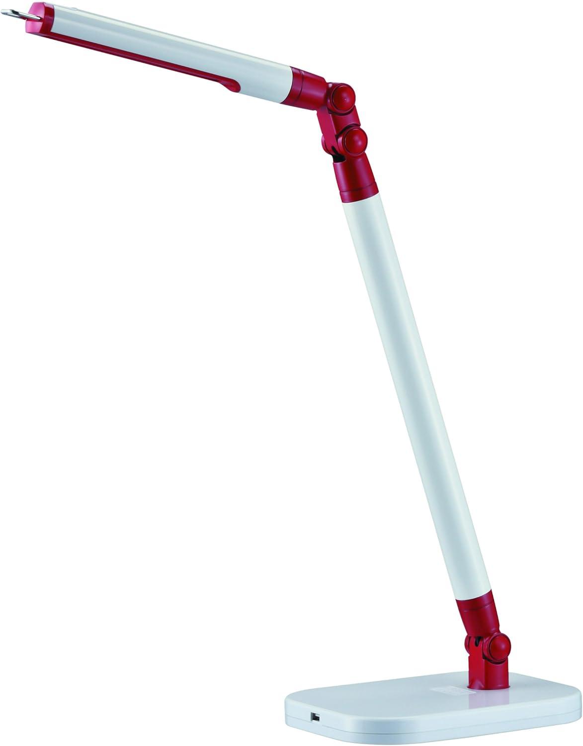 imageBlack and Decker LED7BARWHTRED PureOptics Exalt Bar 5W FlickerFree Natural Daylight LED Desk Lamp with USB Charging Port 4 Dimming Levels 306 Lumens 135quot x 60quot x 190quot WhiteRedWhiteRed