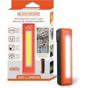 imageBLACKDECKER LED Work Light 300 Lumens AA BatteryPowered Utility Light 3 Brightness Levels ampamp SOS Mode 2 Magnet Mounts Pocket Clip Compact Lightweight ampamp Portable Weather Resistant 10 Hour PowerOne Pack
