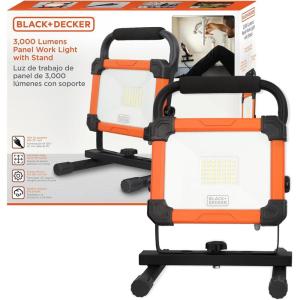 imageBLACKDECKER LED Work Light 3000 Lumens LED Panel Flood Light IP65 Waterproof Shock Resistant 120 Beam Angle ETL Certified Pivoting HStand Tripod Compatible Compact ampamp Portable 120V Plug