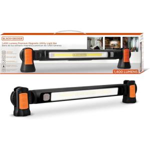 imageBLACKDECKER Magnetic LED Light Bar ampamp 2600mAh Power Bank Adjustable 1400 Lumens COB Utility Work Light 4 Modes 360 Rotation Dual Hooks IK07 ShockResistant IndoorOutdoor IP54 WeatherResistant