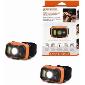 imageBLACKDECKER Rechargeable Headlamp with Wave Sensor Ultra Bright 1000 Lumens LED Head Light Adjustable 90 Tilt 7 Lighting Modes IP65 Waterproof Fits Over Helmet 14 Hour Head Lamp for CampingTwo Pack