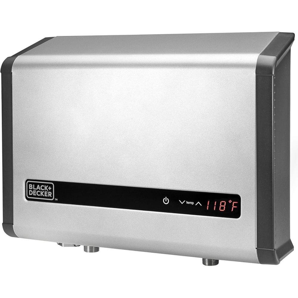 imageBLACKDECKER 11kW 240 Volt 235GPM Tankless Electric Water Heater SelfModulating Point of Use Unit for up to 2 simultaneous applications Hot Water on Demand Digital Temperature Display27 kW