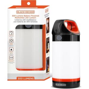 imageBLACKDECKER LED Lantern 2Pack 300 Lumens 360 Flashlight for Camping with SOS Mode 12 Hours AA Battery Powered Multiwhite Hook 5 Modes IP65 Waterproof Camping Essentials Tent Light BlackoutsOne Pack