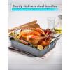 image:imageBLACKDECKER Large Turkey Roasting Pan with Rack 08mm Carbon Steel Baking Pan with Ceramic NonStick Coating Cooking Pan for up to 24 lb Turkey UShaped Rack Included Stainless Steel Handles