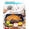 image:imageBLACKDECKER Large Turkey Roasting Pan with Rack 08mm Carbon Steel Baking Pan with Ceramic NonStick Coating Cooking Pan for up to 24 lb Turkey UShaped Rack Included Stainless Steel Handles