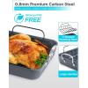 image:imageBLACKDECKER Large Turkey Roasting Pan with Rack 08mm Carbon Steel Baking Pan with Ceramic NonStick Coating Cooking Pan for up to 24 lb Turkey UShaped Rack Included Stainless Steel Handles