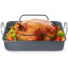 image:imageBLACKDECKER Large Turkey Roasting Pan with Rack 08mm Carbon Steel Baking Pan with Ceramic NonStick Coating Cooking Pan for up to 24 lb Turkey UShaped Rack Included Stainless Steel Handles
