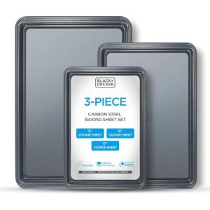 image:imageBLACKDECKER 6Piece Carbon Steel Bakeware Set 04mm Carbon Steel Baking Pans Set with Ceramic NonStick Coating3Piece