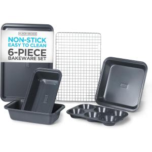 image:imageBLACKDECKER 6Piece Carbon Steel Bakeware Set 04mm Carbon Steel Baking Pans Set with Ceramic NonStick Coating6Piece