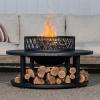image:imageBLACK  DECKER 38 D Steel Wood Burning fire Pit with Log Storage Area for Entertaining Backyard Bonfires Includes mesh lid and Poker Black Powder Coated Steel