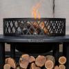 image:imageBLACK  DECKER 38 D Steel Wood Burning fire Pit with Log Storage Area for Entertaining Backyard Bonfires Includes mesh lid and Poker Black Powder Coated Steel