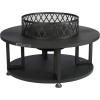 image:imageBLACK  DECKER 38 D Steel Wood Burning fire Pit with Log Storage Area for Entertaining Backyard Bonfires Includes mesh lid and Poker Black Powder Coated Steel