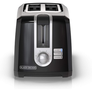 image:imageBLACKDECKER 2Slice Toaster with 7 Toast Shade Settings ExtraWide Slots for Bagels Stainless Steel Exterior FinishBlack