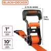 image:imageBLACKDECKER BDX1021 8Piece Ratchet Strap and Soft Loop Kit with HardSided Storage Case1 x 10 Heavy Duty