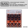 image:imageBLACKDECKER BDX1021 8Piece Ratchet Strap and Soft Loop Kit with HardSided Storage CaseRatchet Tie Down Straps