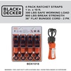 image:imageBlackDecker BDX1018 BlackOrange 6Piece 10 Ratchet Strap and 36 Bungee Strap Set  300 lb Safe Working Load  900 lb Break Strength