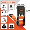 image:imageBlackDecker BDX1020 BlackOrange 6Piece 12 Ratchet Strap and 48 Bungee Strap Set  500 lb Safe Working Load  1500 lb Break Strength
