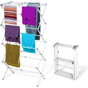 image:imageBLACKDECKER 4Tier Expandable Collapsible Clothes Drying Rack Telescopic Height Foldable SpaceSaving Laundry Air Dryer for Towels Shirts amp Delicates  Durable Steel No Tools NeededWhiteGrey