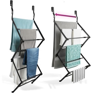 image:imageBLACKDECKER Over The Door Expandable Telescopic Drying Rack Clothes Organizer Towel Hanger Laundry Collapsible BlackBlack