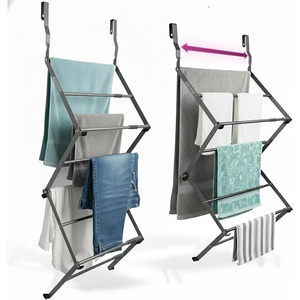 image:imageBLACKDECKER Over The Door Expandable Telescopic Drying Rack Clothes Organizer Towel Hanger Laundry Collapsible BlackGray