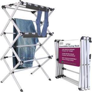 image:imageBLACKDECKER Space Saving 3Tier Expandable Clothes Drying Rack Foldable Laundry Rack for Indoor Air Drying Rust Resistant Steel 246 Ft Drying Space WhiteWhite