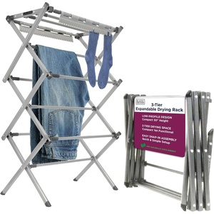 image:imageBLACKDECKER Space Saving 3Tier Expandable Clothes Drying Rack Foldable Laundry Rack for Indoor Air Drying Rust Resistant Steel 246 Ft Drying Space WhiteSilver