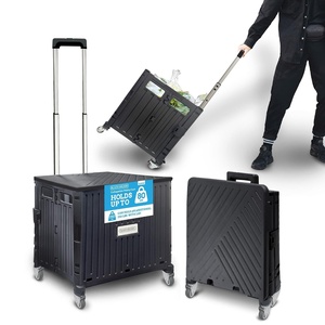 image:imageBLACKDECKER Large Collapsible Pack N Roll Folding Utility Cart with Lid 4 Wheels Adjustable Handle Heavy Duty Black