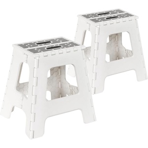 image:imageBLACKDECKER Folding Step Stool 2 Pack Foldable Step Stool for Adults amp Kids Heavy Duty 330 lb Capacity Collapsible NonSlip Portable Plastic Stool with Handle for Kitchen Bathroom BedroomWhite  Dark Grey