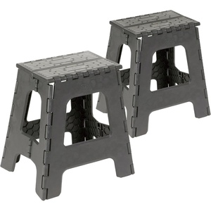 image:imageBLACKDECKER Folding Step Stool 2 Pack Foldable Step Stool for Adults amp Kids Heavy Duty 330 lb Capacity Collapsible NonSlip Portable Plastic Stool with Handle for Kitchen Bathroom BedroomDark Grey  Grey