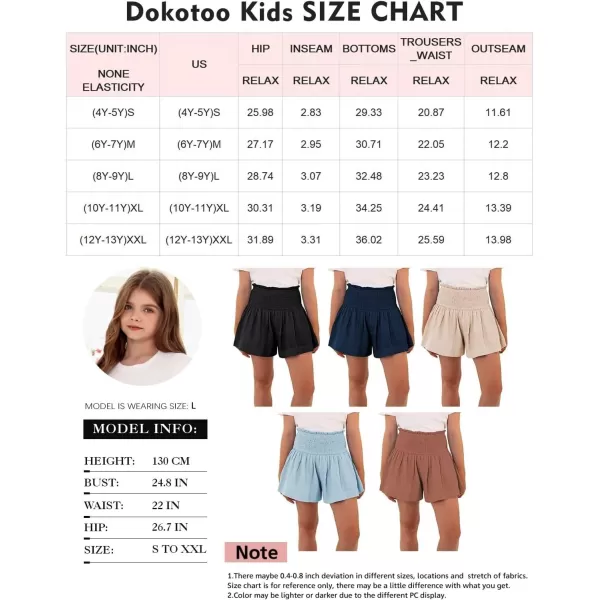 Girls Cotton Shorts Elastic Waist Pleated Ruffle Cute Shorts Flowy Casual Shorts 6-15 Years