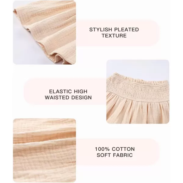 Girls Cotton Shorts Elastic Waist Pleated Ruffle Cute Shorts Flowy Casual Shorts 6-15 Years