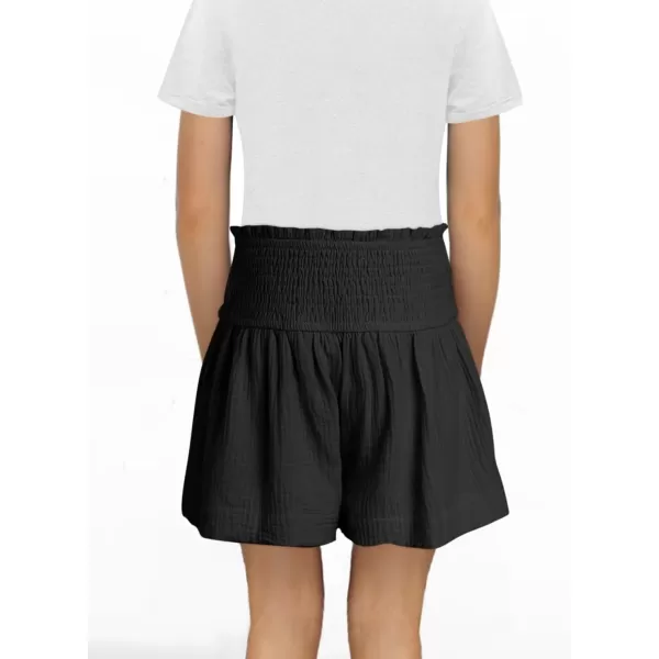Girls Cotton Shorts Elastic Waist Pleated Ruffle Cute Shorts Flowy Casual Shorts 6-15 Years