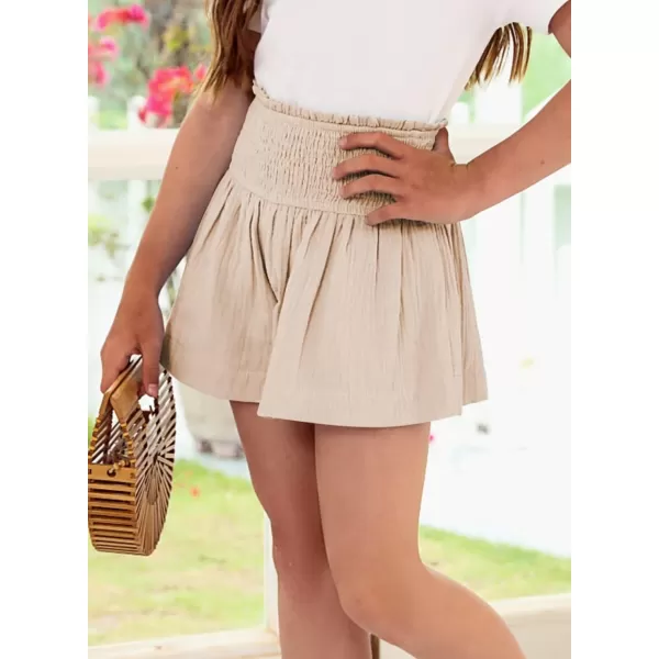 Girls Cotton Shorts Elastic Waist Pleated Ruffle Cute Shorts Flowy Casual Shorts 6-15 Years