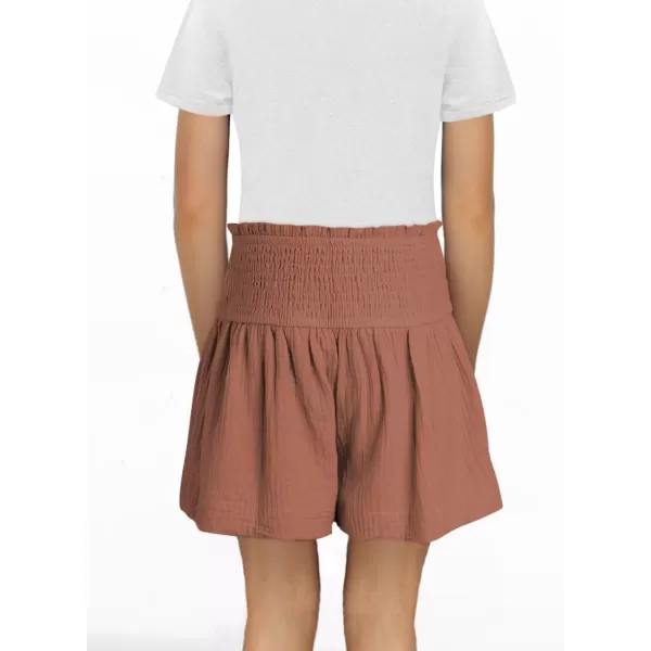 Girls Cotton Shorts Elastic Waist Pleated Ruffle Cute Shorts Flowy Casual Shorts 6-15 Years