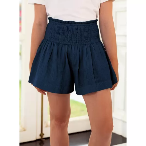 Girls Cotton Shorts Elastic Waist Pleated Ruffle Cute Shorts Flowy Casual Shorts 6-15 Years