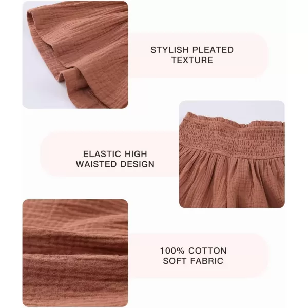 Girls Cotton Shorts Elastic Waist Pleated Ruffle Cute Shorts Flowy Casual Shorts 6-15 Years