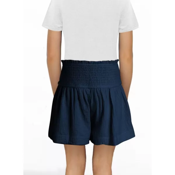 Girls Cotton Shorts Elastic Waist Pleated Ruffle Cute Shorts Flowy Casual Shorts 6-15 Years