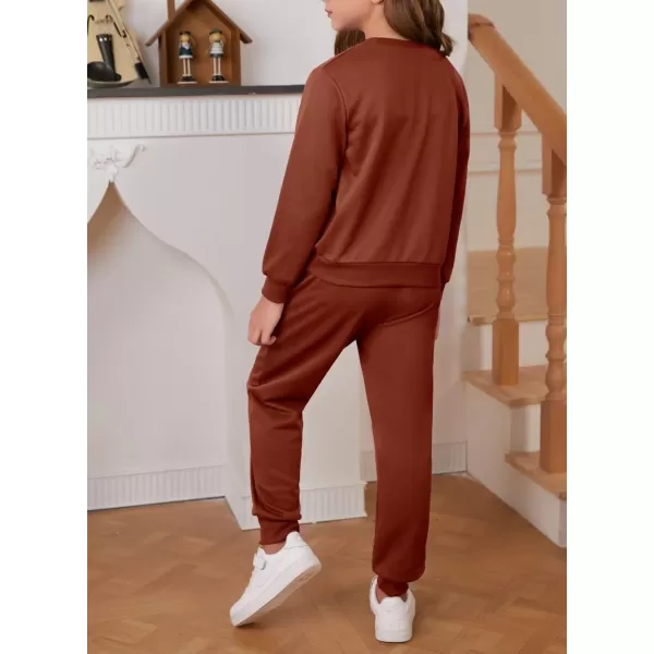 Girl's Cute 2 Piece Outfits Kids Long Sleeve Pullover Sweatshirts and Jogger Sweatpants Tracksuit Set 7-15 Years