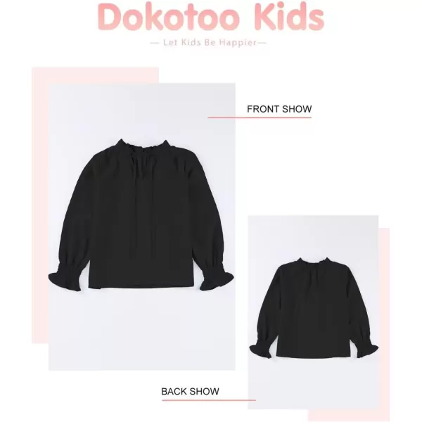 Girls Cute Long Sleeve Chiffon Blouses 2024 Casual V Neck Smocked Cuffs Shirts Tops 7-15 Years