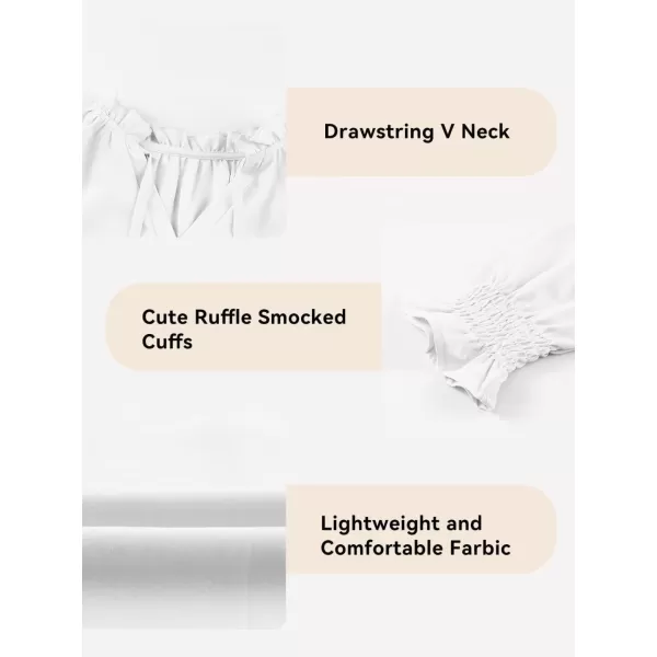 Girls Cute Long Sleeve Chiffon Blouses 2024 Casual V Neck Smocked Cuffs Shirts Tops 7-15 Years