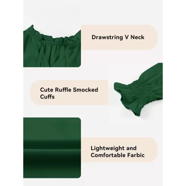 Girls Cute Long Sleeve Chiffon Blouses 2024 Casual V Neck Smocked Cuffs Shirts Tops 7-15 Years