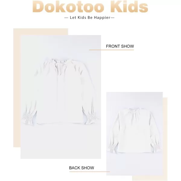 Girls Cute Long Sleeve Chiffon Blouses 2024 Casual V Neck Smocked Cuffs Shirts Tops 7-15 Years