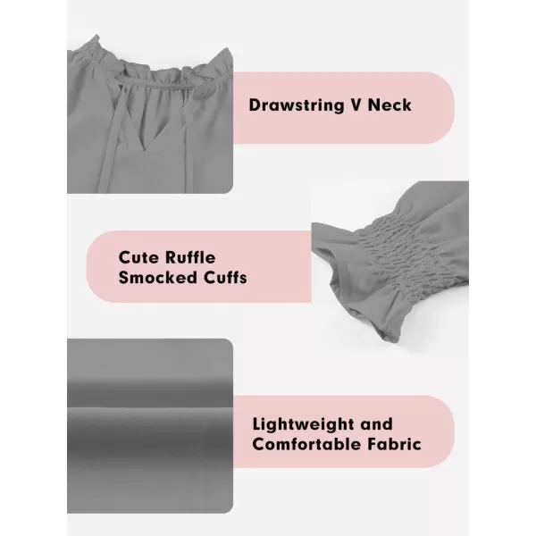 Girls Cute Long Sleeve Chiffon Blouses 2024 Casual V Neck Smocked Cuffs Shirts Tops 7-15 Years